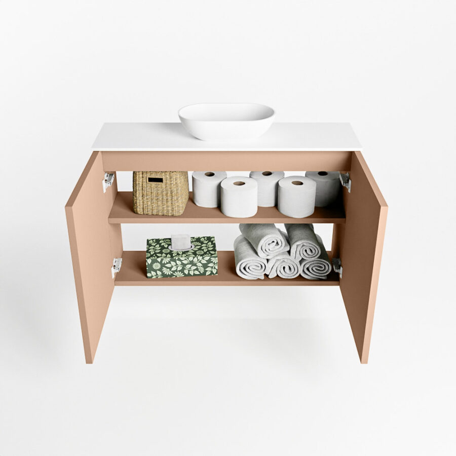 MONDIAZ FOWY toiletmeubel 80cm kleur rosee. Waskom positie midden kleur talc | talc. Met 1 kraangat - Afbeelding 8