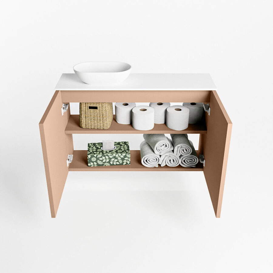 MONDIAZ FOWY toiletmeubel 80cm kleur rosee. Waskom positie links kleur talc | talc. Met 1 kraangat - Afbeelding 8