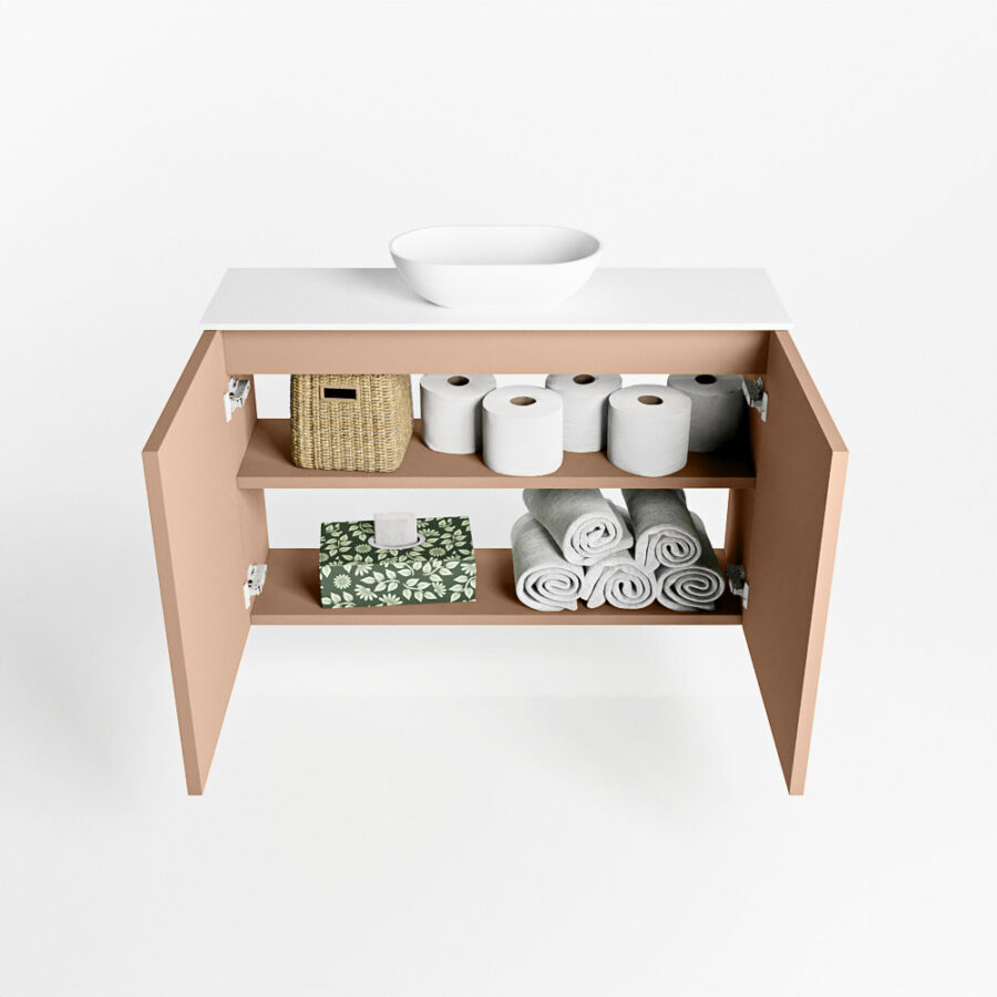 MONDIAZ FOWY toiletmeubel 80cm kleur rosee. Waskom positie midden kleur talc | talc. Zonder kraangat - Afbeelding 8