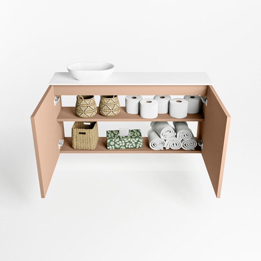 MONDIAZ FOWY toiletmeubel 100cm kleur rosee. Waskom positie links kleur talc | talc. Zonder kraangat - Afbeelding 8