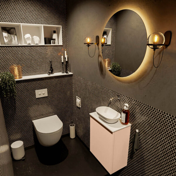 MONDIAZ FOWY toiletmeubel 40cm kleur rosee. Waskom positie midden kleur talc | talc. Zonder kraangat