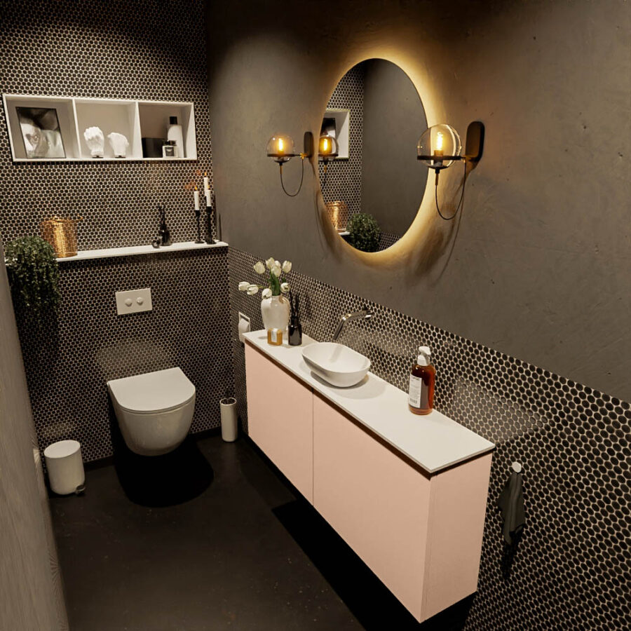 MONDIAZ FOWY toiletmeubel 120cm kleur rosee. Waskom positie midden kleur talc | talc. Zonder kraangat