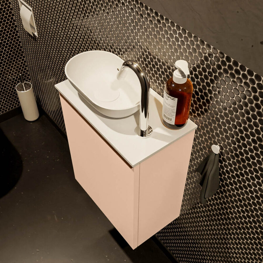 MONDIAZ FOWY toiletmeubel 40cm kleur rosee. Waskom positie links kleur talc | talc. Met 1 kraangat - Afbeelding 3