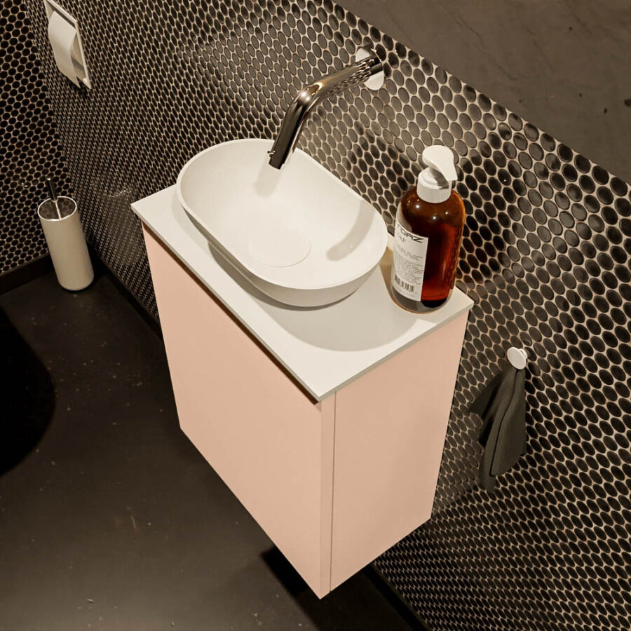 MONDIAZ FOWY toiletmeubel 40cm kleur rosee. Waskom positie midden kleur talc | talc. Zonder kraangat - Afbeelding 3