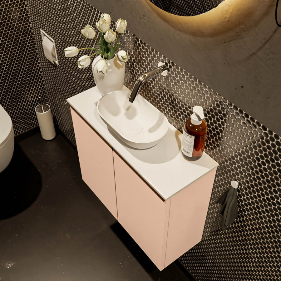 MONDIAZ FOWY toiletmeubel 60cm kleur rosee. Waskom positie midden kleur talc | talc. Zonder kraangat - Afbeelding 3