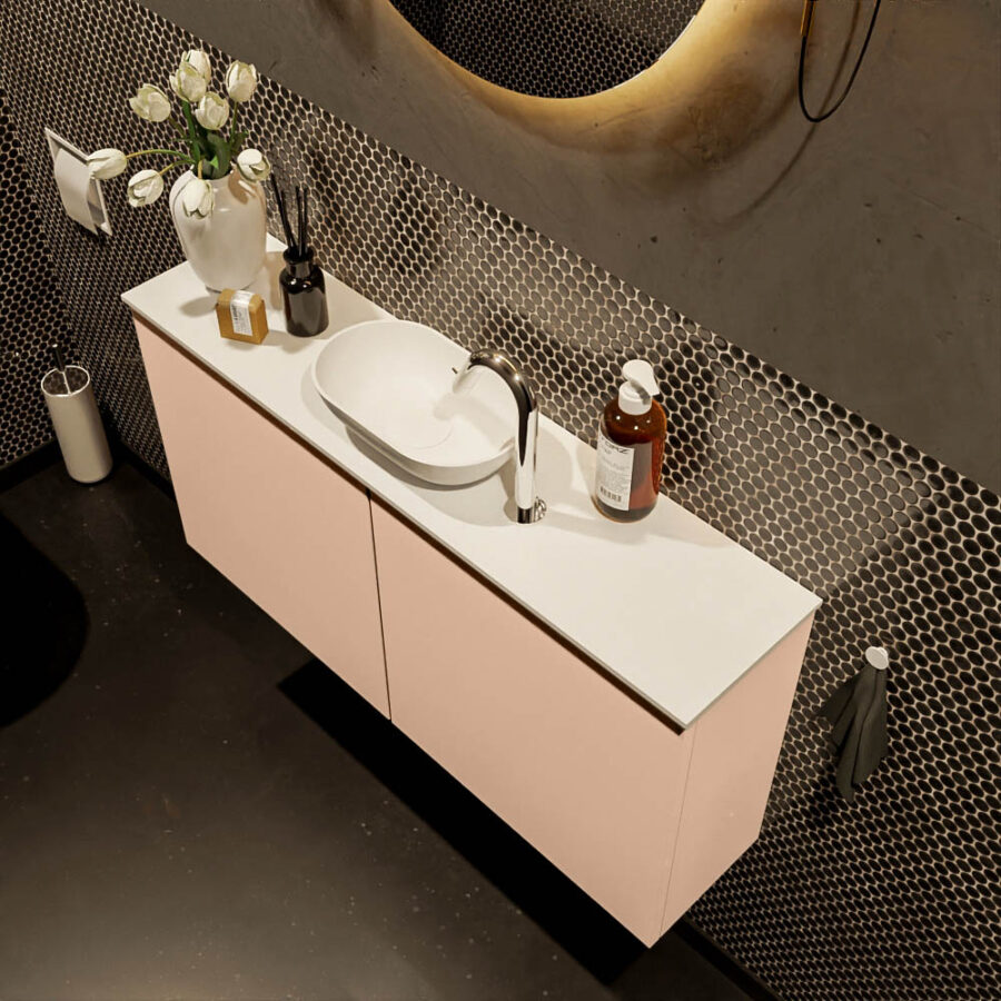 MONDIAZ FOWY toiletmeubel 100cm kleur rosee. Waskom positie midden kleur talc | talc. Met 1 kraangat - Afbeelding 3