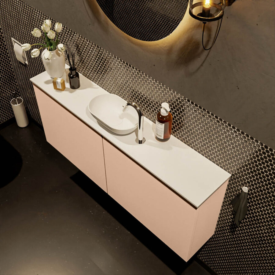MONDIAZ FOWY toiletmeubel 120cm kleur rosee. Waskom positie midden kleur talc | talc. Met 1 kraangat - Afbeelding 3