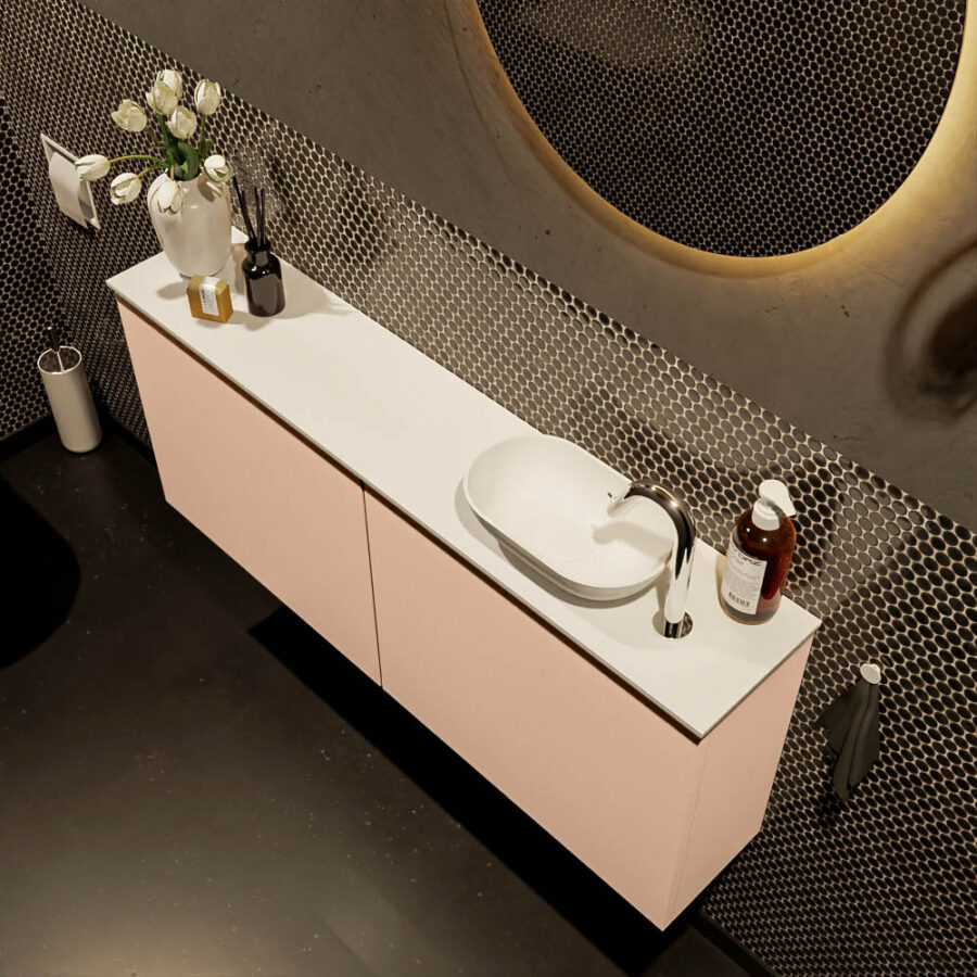 MONDIAZ FOWY toiletmeubel 120cm kleur rosee. Waskom positie rechts kleur talc | talc. Met 1 kraangat - Afbeelding 3