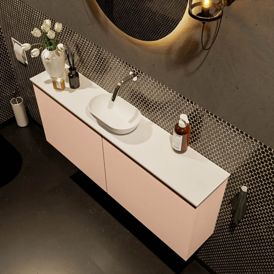 MONDIAZ FOWY toiletmeubel 120cm kleur rosee. Waskom positie midden kleur talc | talc. Zonder kraangat - Afbeelding 3