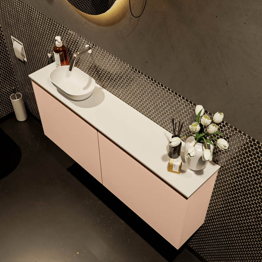 MONDIAZ FOWY toiletmeubel 120cm kleur rosee. Waskom positie links kleur talc | talc. Zonder kraangat - Afbeelding 3