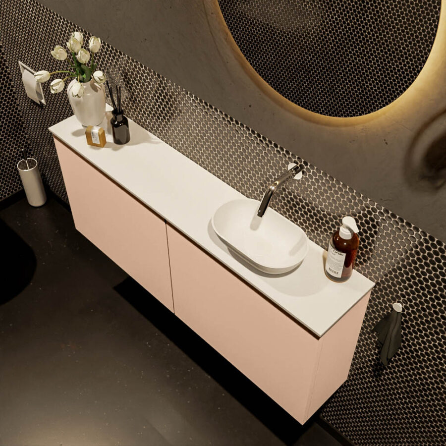 MONDIAZ FOWY toiletmeubel 120cm kleur rosee. Waskom positie rechts kleur talc | talc. Zonder kraangat - Afbeelding 3