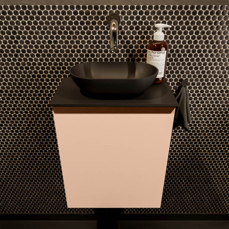 MONDIAZ FOWY toiletmeubel 40cm kleur rosee. Waskom positie midden kleur urban | urban. Zonder kraangat - Afbeelding 2