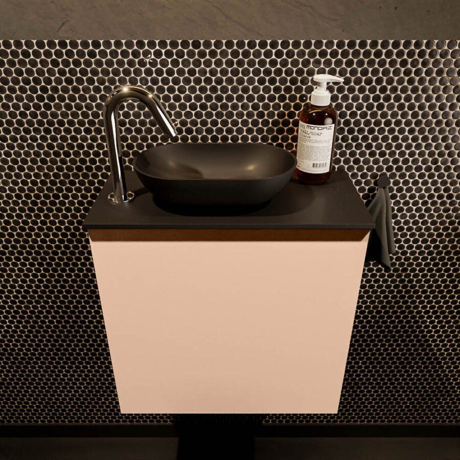 MONDIAZ FOWY toiletmeubel 50cm kleur rosee. Waskom positie links kleur urban | urban. Met 1 kraangat - Afbeelding 2