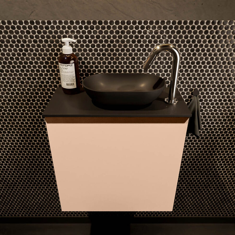 MONDIAZ FOWY toiletmeubel 50cm kleur rosee. Waskom positie rechts kleur urban | urban. Met 1 kraangat - Afbeelding 2