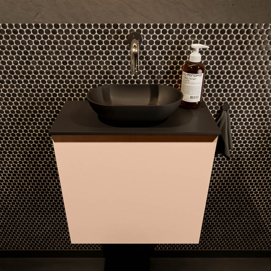 MONDIAZ FOWY toiletmeubel 50cm kleur rosee. Waskom positie midden kleur urban | urban. Zonder kraangat - Afbeelding 2