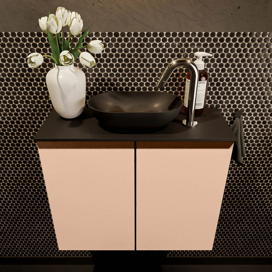 MONDIAZ FOWY toiletmeubel 60cm kleur rosee. Waskom positie midden kleur urban | urban. Met 1 kraangat - Afbeelding 2