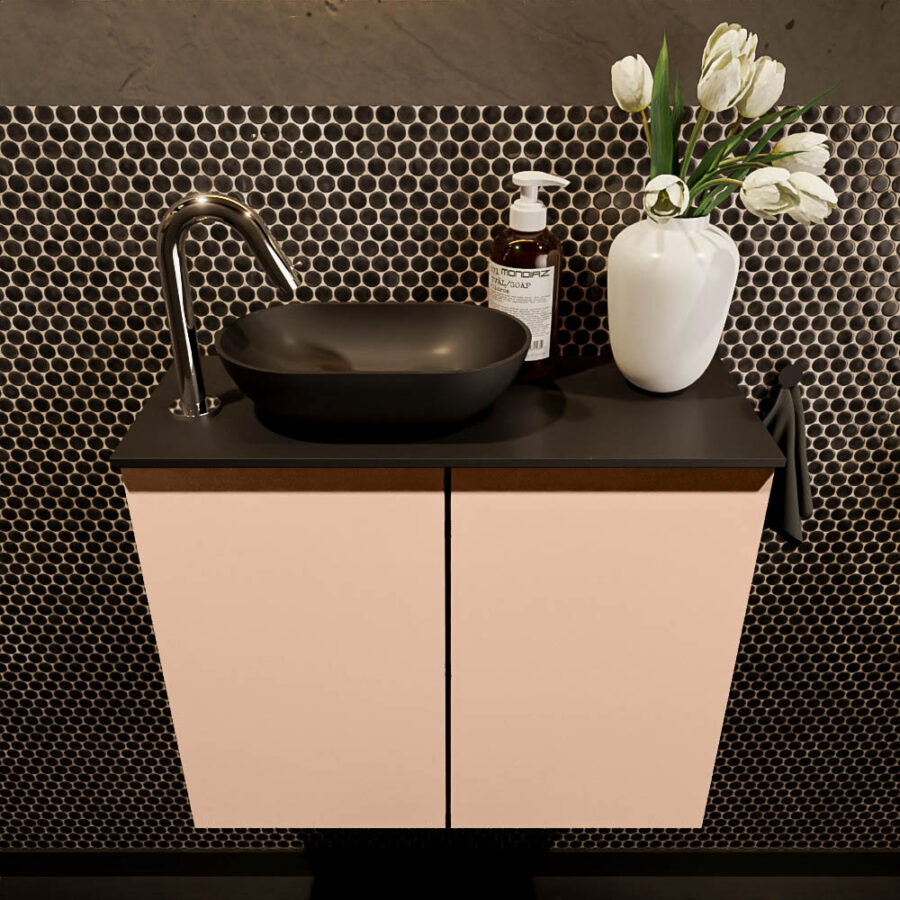 MONDIAZ FOWY toiletmeubel 60cm kleur rosee. Waskom positie links kleur urban | urban. Met 1 kraangat - Afbeelding 2