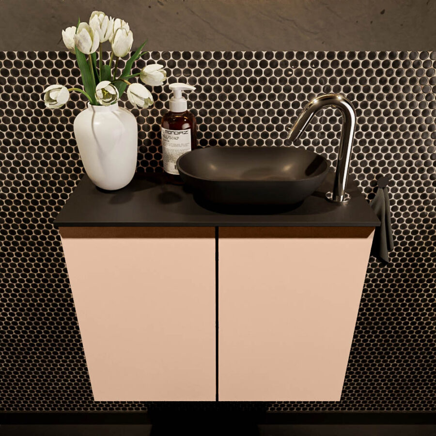 MONDIAZ FOWY toiletmeubel 60cm kleur rosee. Waskom positie rechts kleur urban | urban. Met 1 kraangat - Afbeelding 2