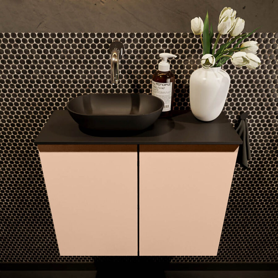 MONDIAZ FOWY toiletmeubel 60cm kleur rosee. Waskom positie links kleur urban | urban. Zonder kraangat - Afbeelding 2