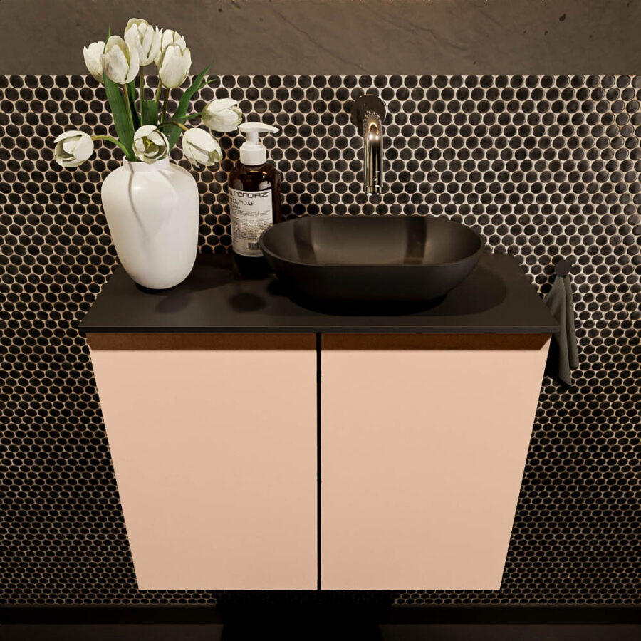 MONDIAZ FOWY toiletmeubel 60cm kleur rosee. Waskom positie rechts kleur urban | urban. Zonder kraangat - Afbeelding 2