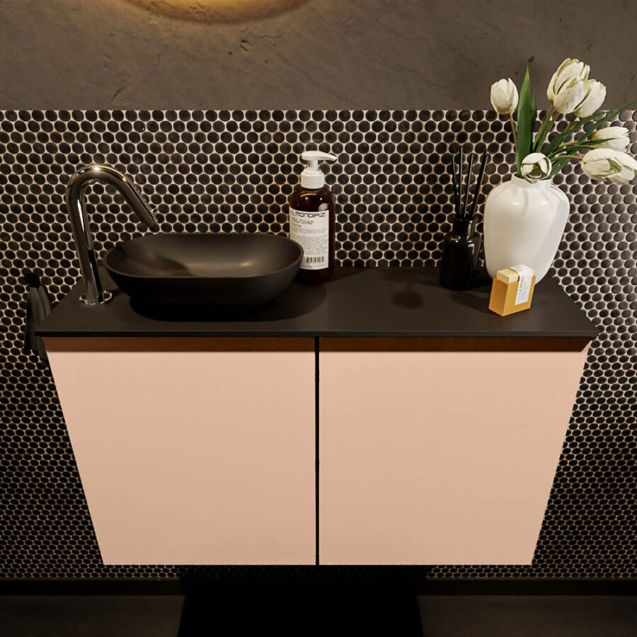 MONDIAZ FOWY toiletmeubel 80cm kleur rosee. Waskom positie links kleur urban | urban. Met 1 kraangat - Afbeelding 2