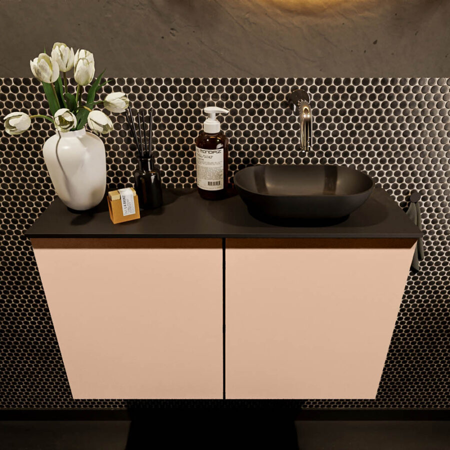 MONDIAZ FOWY toiletmeubel 80cm kleur rosee. Waskom positie rechts kleur urban | urban. Zonder kraangat - Afbeelding 2