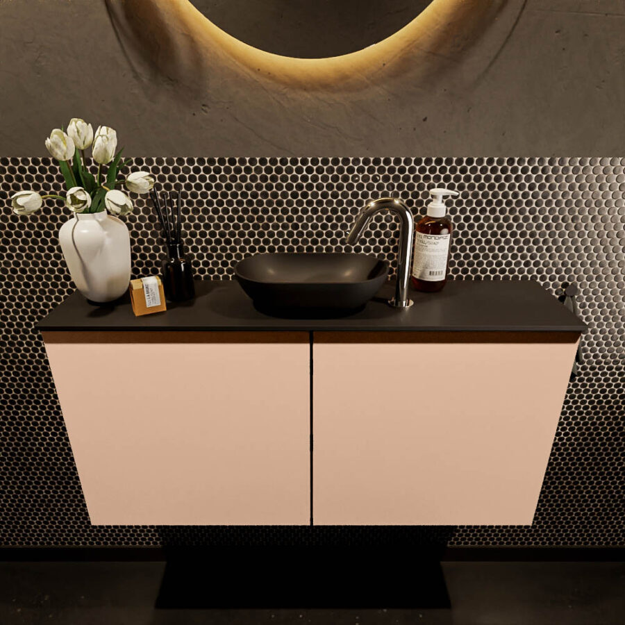 MONDIAZ FOWY toiletmeubel 100cm kleur rosee. Waskom positie midden kleur urban | urban. Met 1 kraangat - Afbeelding 2