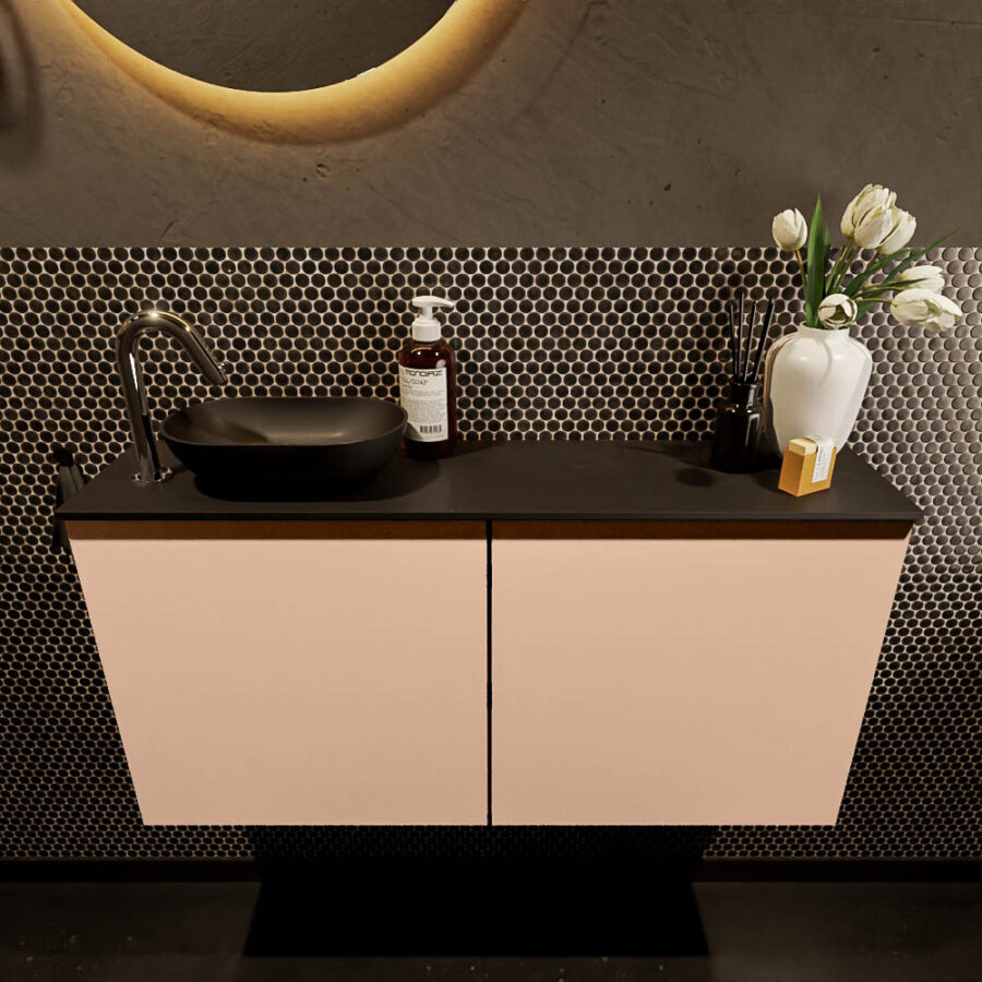 MONDIAZ FOWY toiletmeubel 100cm kleur rosee. Waskom positie links kleur urban | urban. Met 1 kraangat - Afbeelding 2