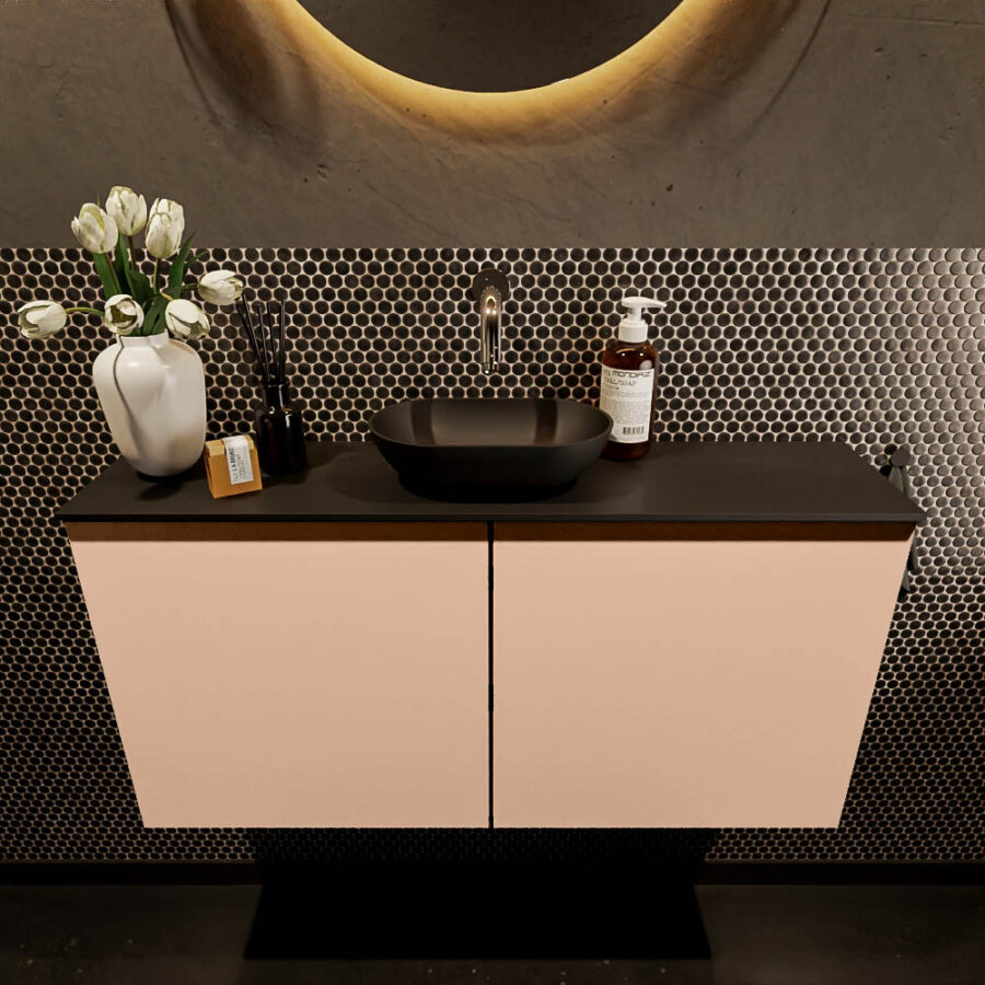 MONDIAZ FOWY toiletmeubel 100cm kleur rosee. Waskom positie midden kleur urban | urban. Zonder kraangat - Afbeelding 2