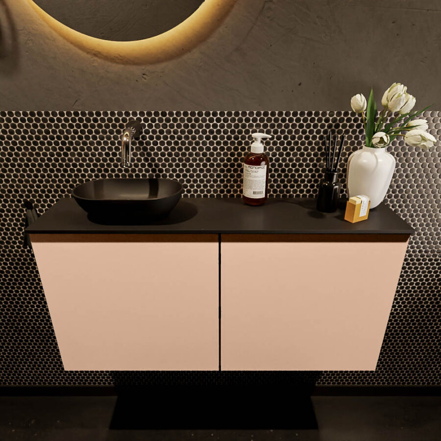 MONDIAZ FOWY toiletmeubel 100cm kleur rosee. Waskom positie links kleur urban | urban. Zonder kraangat - Afbeelding 2
