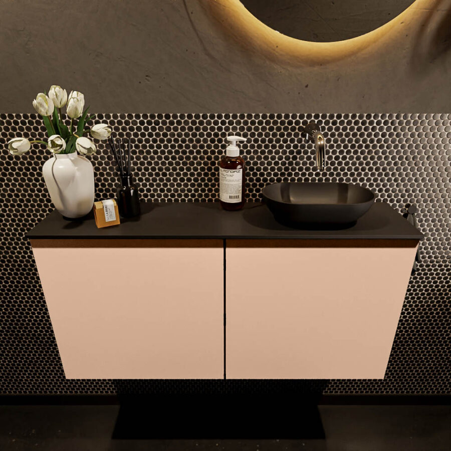 MONDIAZ FOWY toiletmeubel 100cm kleur rosee. Waskom positie rechts kleur urban | urban. Zonder kraangat - Afbeelding 2