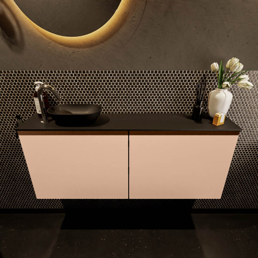 MONDIAZ FOWY toiletmeubel 120cm kleur rosee. Waskom positie links kleur urban | urban. Met 1 kraangat - Afbeelding 2
