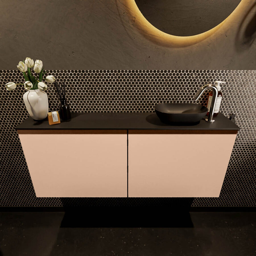 MONDIAZ FOWY toiletmeubel 120cm kleur rosee. Waskom positie rechts kleur urban | urban. Met 1 kraangat - Afbeelding 2