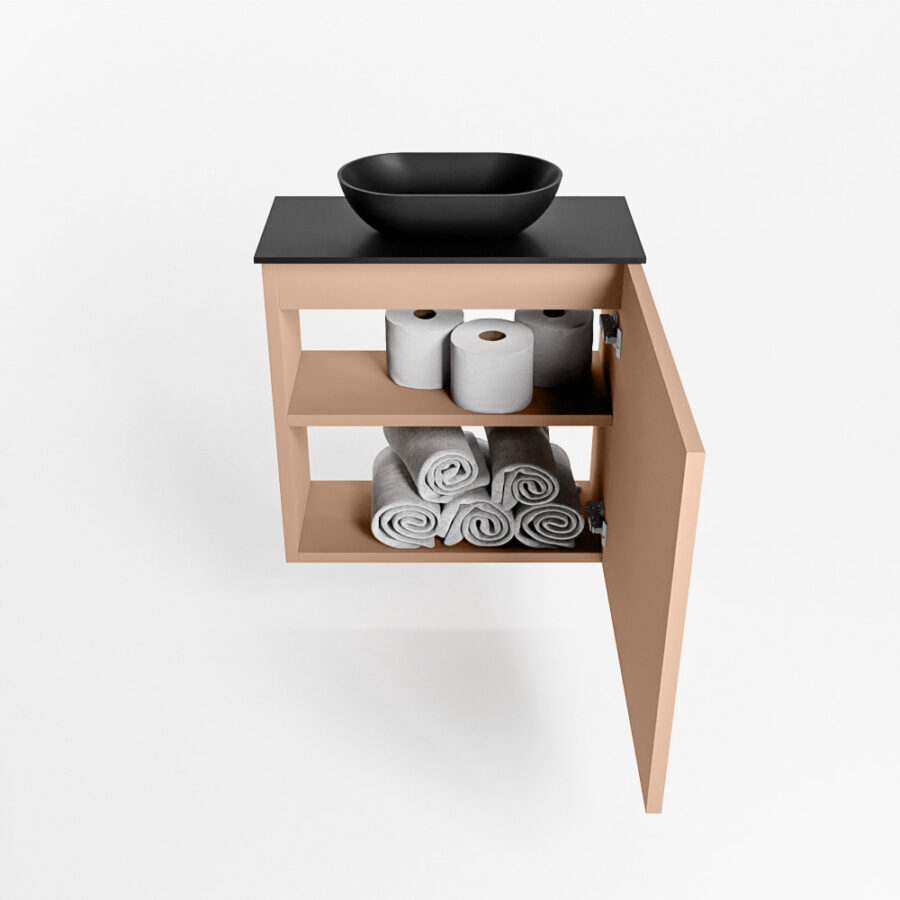 MONDIAZ FOWY toiletmeubel 50cm kleur rosee. Waskom positie midden kleur urban | urban. Zonder kraangat - Afbeelding 8