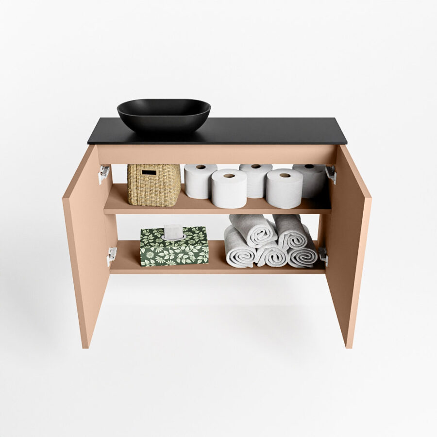 MONDIAZ FOWY toiletmeubel 80cm kleur rosee. Waskom positie links kleur urban | urban. Met 1 kraangat - Afbeelding 8