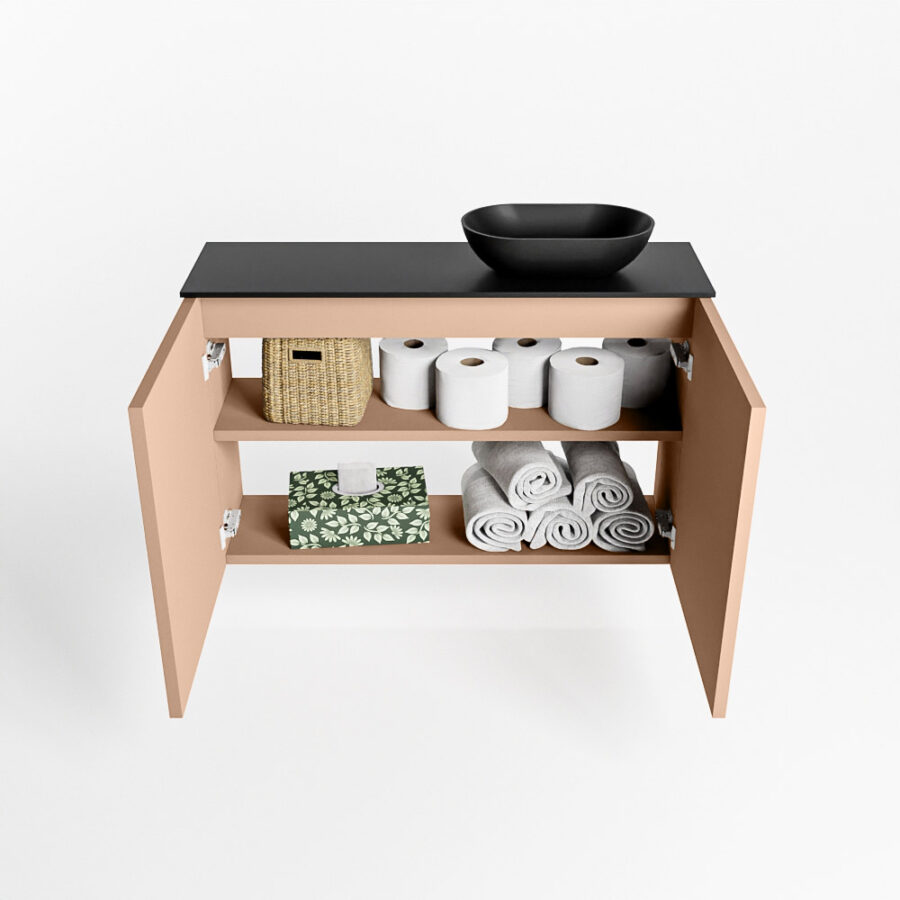 MONDIAZ FOWY toiletmeubel 80cm kleur rosee. Waskom positie rechts kleur urban | urban. Met 1 kraangat - Afbeelding 8