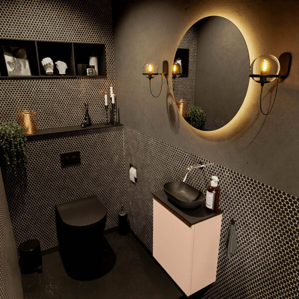 MONDIAZ FOWY toiletmeubel 40cm kleur rosee. Waskom positie midden kleur urban | urban. Zonder kraangat