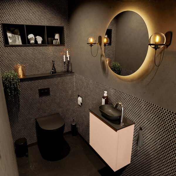 MONDIAZ FOWY toiletmeubel 50cm kleur rosee. Waskom positie rechts kleur urban | urban. Met 1 kraangat