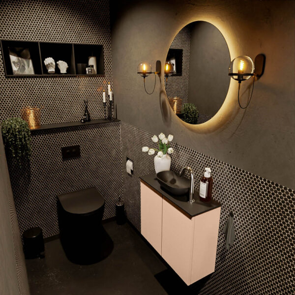 MONDIAZ FOWY toiletmeubel 60cm kleur rosee. Waskom positie midden kleur urban | urban. Met 1 kraangat