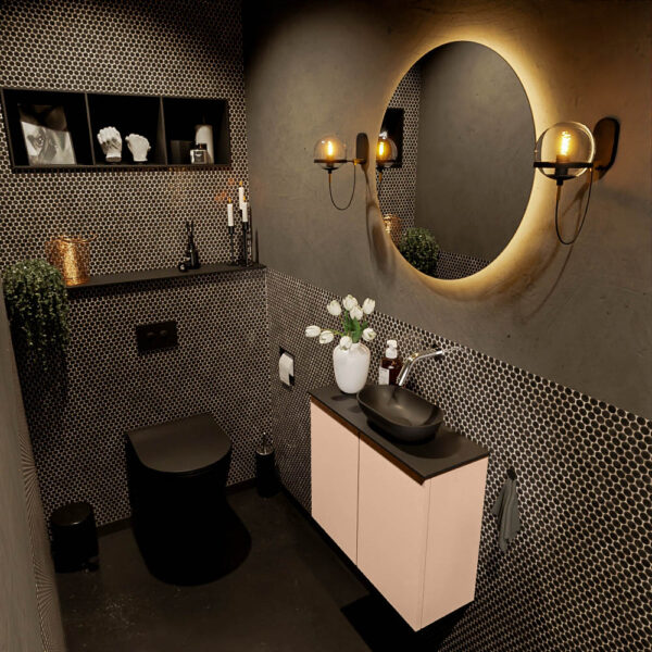 MONDIAZ FOWY toiletmeubel 60cm kleur rosee. Waskom positie rechts kleur urban | urban. Zonder kraangat