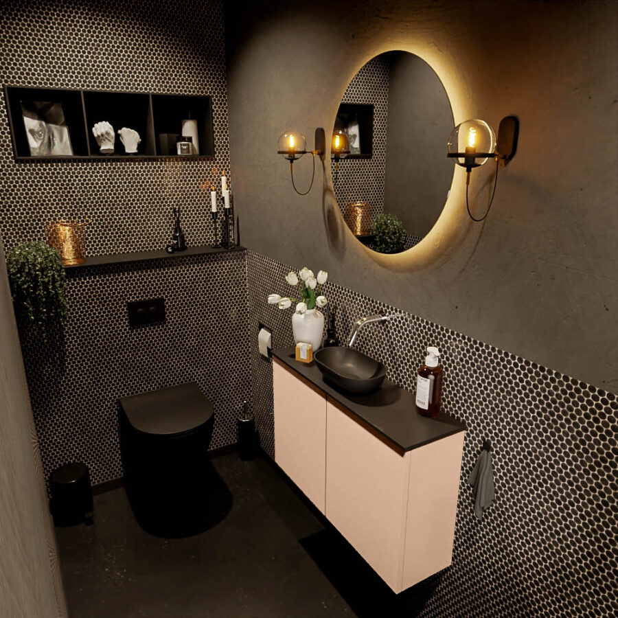 MONDIAZ FOWY toiletmeubel 80cm kleur rosee. Waskom positie midden kleur urban | urban. Zonder kraangat