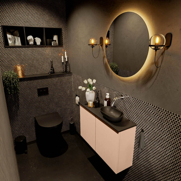 MONDIAZ FOWY toiletmeubel 80cm kleur rosee. Waskom positie rechts kleur urban | urban. Zonder kraangat