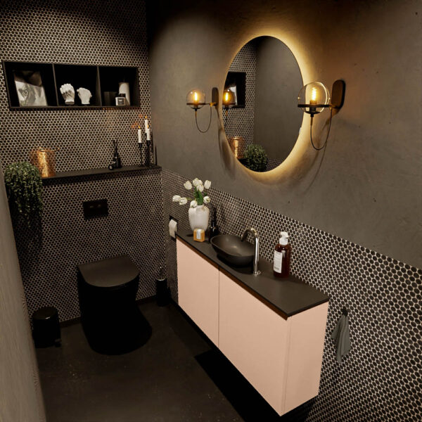 MONDIAZ FOWY toiletmeubel 100cm kleur rosee. Waskom positie midden kleur urban | urban. Met 1 kraangat