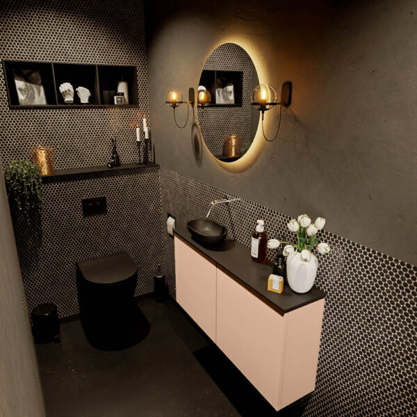 MONDIAZ FOWY toiletmeubel 100cm kleur rosee. Waskom positie links kleur urban | urban. Zonder kraangat