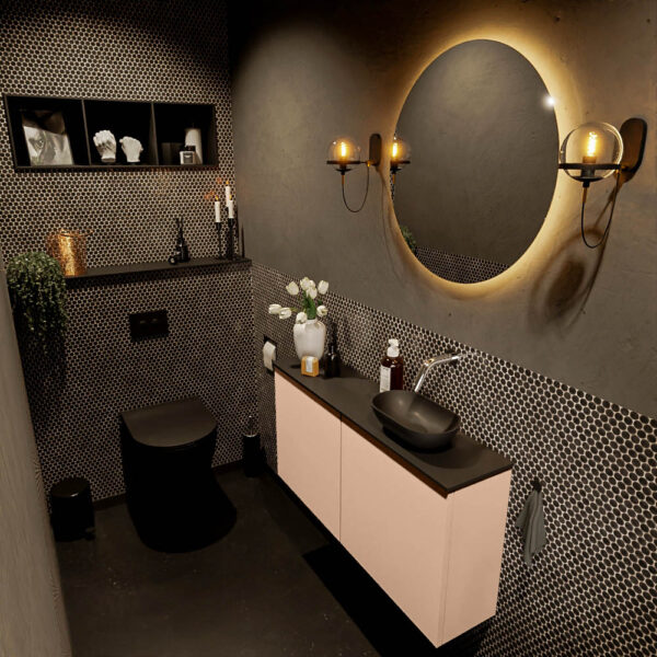 MONDIAZ FOWY toiletmeubel 100cm kleur rosee. Waskom positie rechts kleur urban | urban. Zonder kraangat