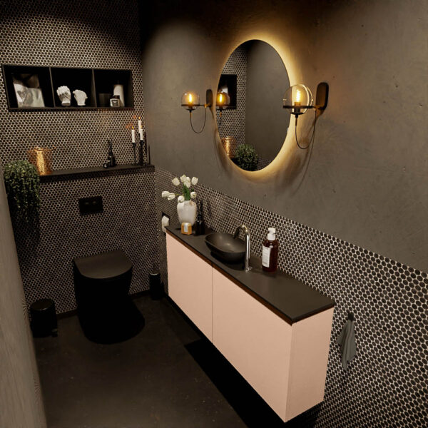 MONDIAZ FOWY toiletmeubel 120cm kleur rosee. Waskom positie midden kleur urban | urban. Met 1 kraangat