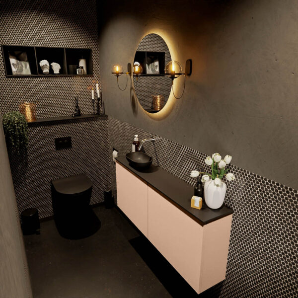 MONDIAZ FOWY toiletmeubel 120cm kleur rosee. Waskom positie links kleur urban | urban. Zonder kraangat
