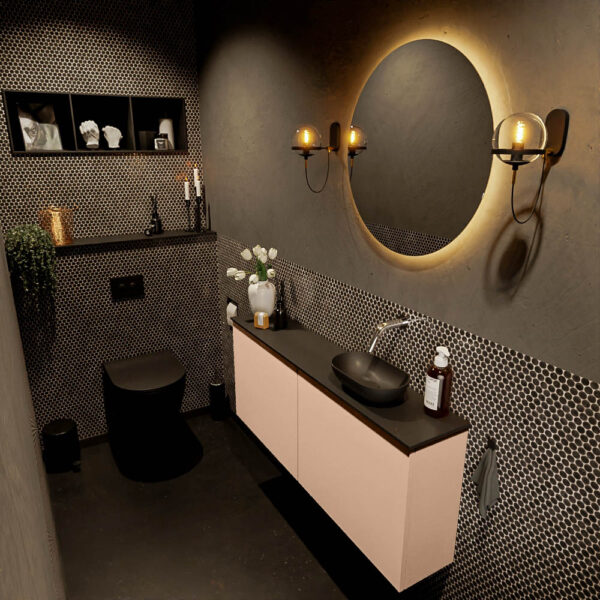 MONDIAZ FOWY toiletmeubel 120cm kleur rosee. Waskom positie rechts kleur urban | urban. Zonder kraangat