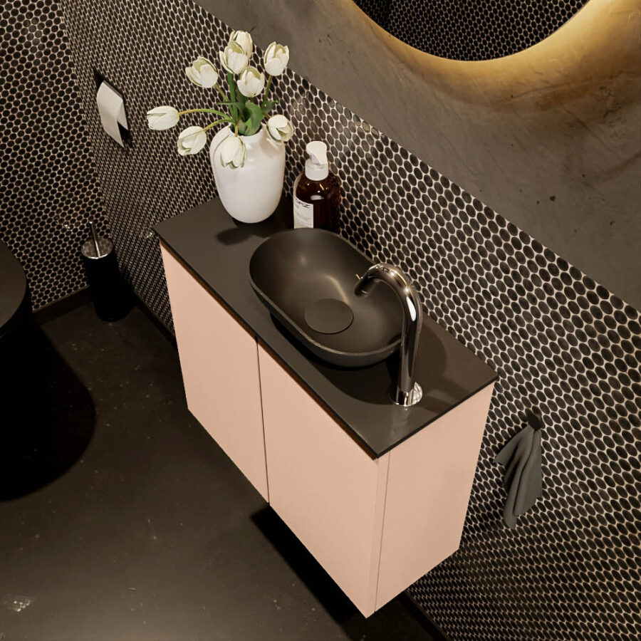 MONDIAZ FOWY toiletmeubel 60cm kleur rosee. Waskom positie rechts kleur urban | urban. Met 1 kraangat - Afbeelding 3