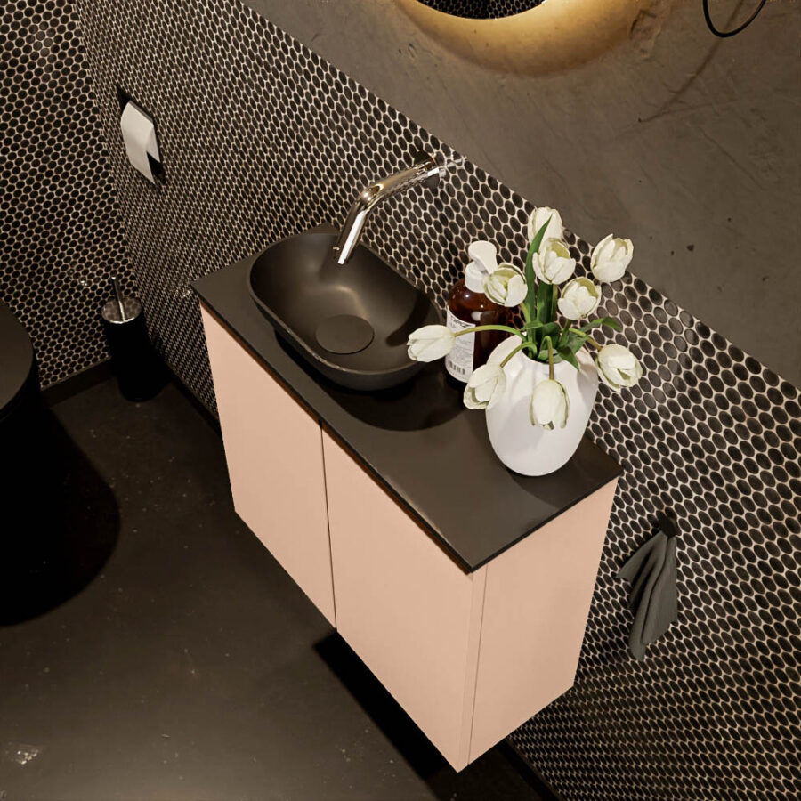 MONDIAZ FOWY toiletmeubel 60cm kleur rosee. Waskom positie links kleur urban | urban. Zonder kraangat - Afbeelding 3